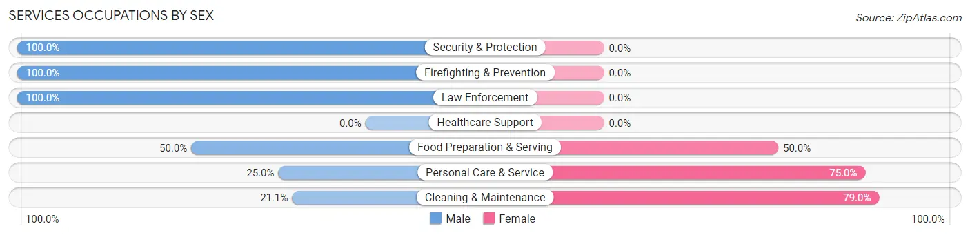 Services Occupations by Sex in Zip Code 76265