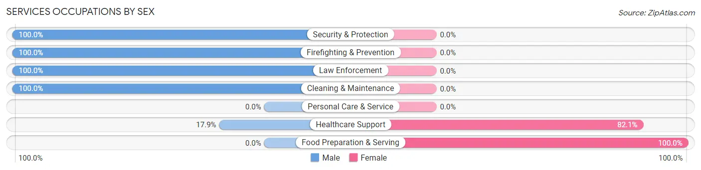 Services Occupations by Sex in Zip Code 76270