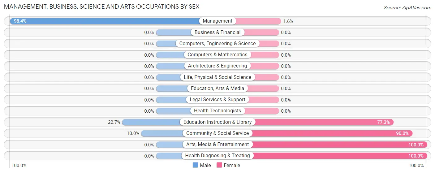 Management, Business, Science and Arts Occupations by Sex in Zip Code 76370