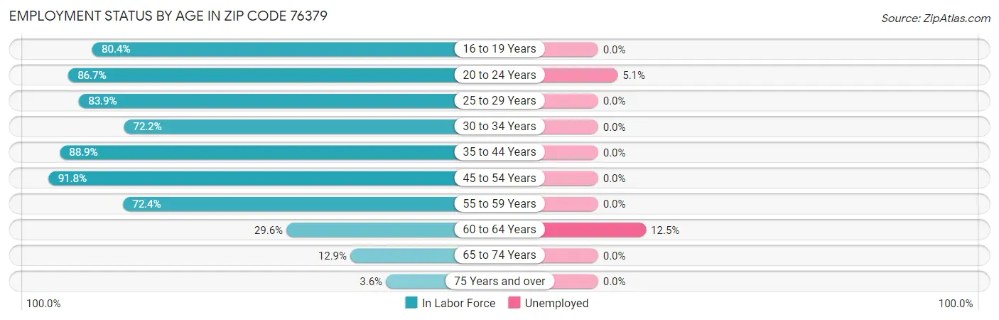 Employment Status by Age in Zip Code 76379