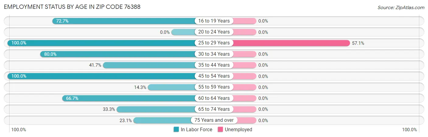 Employment Status by Age in Zip Code 76388
