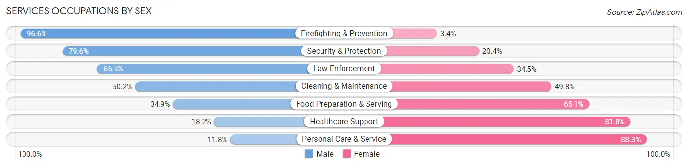 Services Occupations by Sex in Zip Code 76401