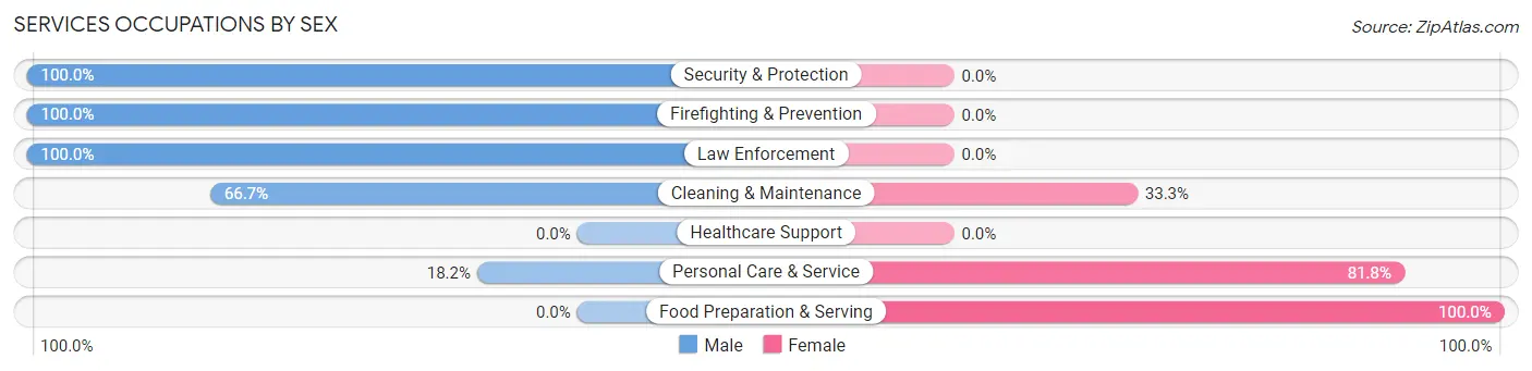 Services Occupations by Sex in Zip Code 76433