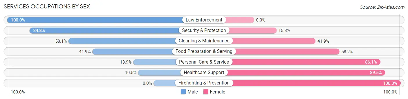 Services Occupations by Sex in Zip Code 76501