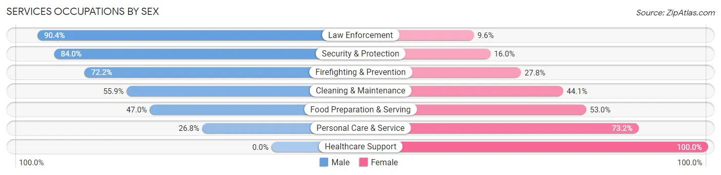 Services Occupations by Sex in Zip Code 76513