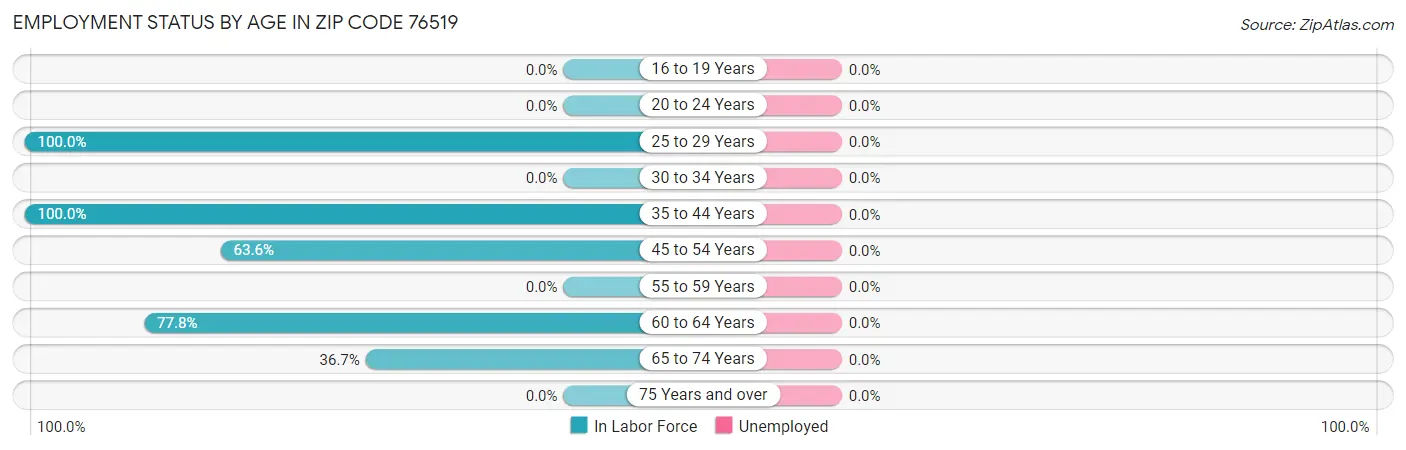Employment Status by Age in Zip Code 76519