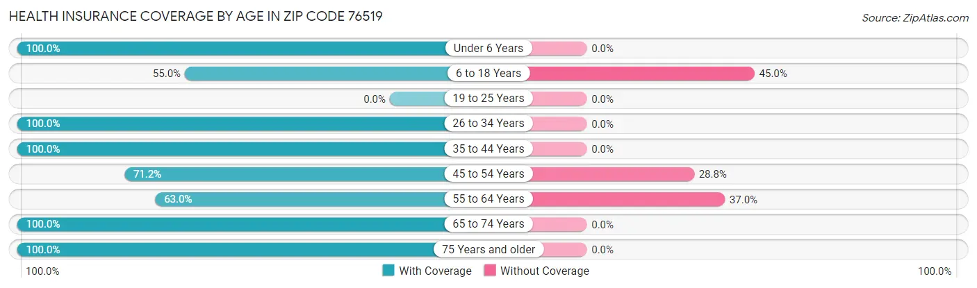 Health Insurance Coverage by Age in Zip Code 76519