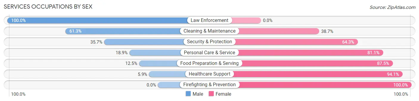 Services Occupations by Sex in Zip Code 76569