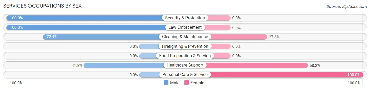 Services Occupations by Sex in Zip Code 76570