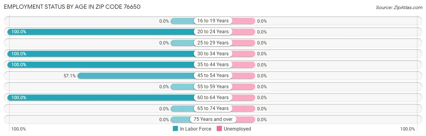 Employment Status by Age in Zip Code 76650