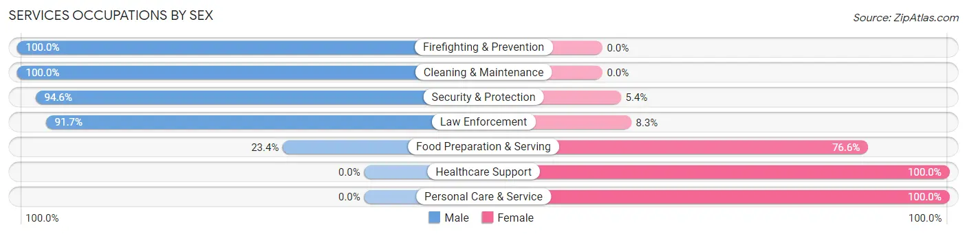 Services Occupations by Sex in Zip Code 76661