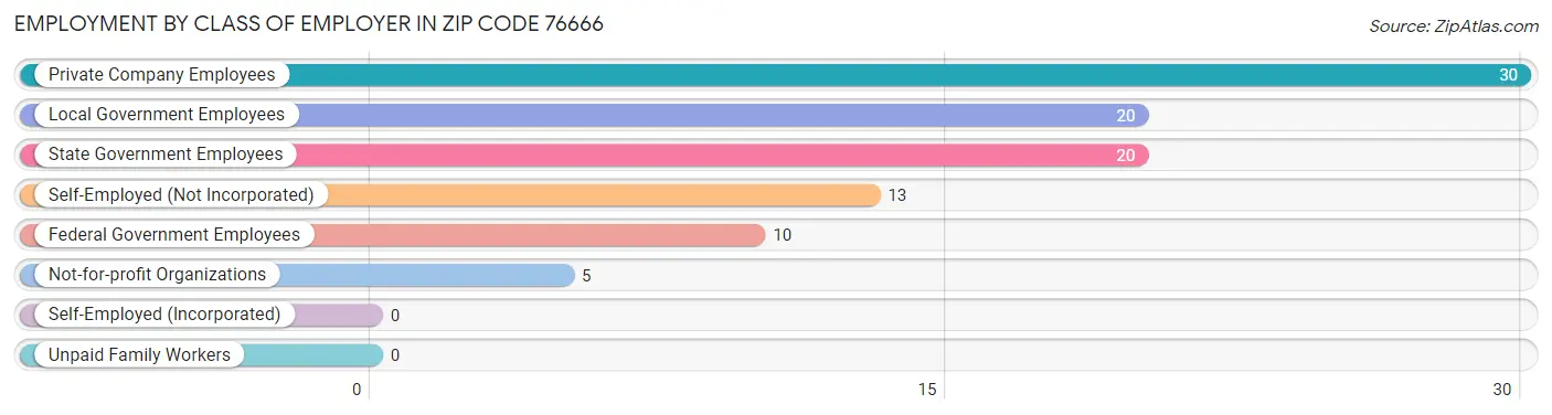 Employment by Class of Employer in Zip Code 76666