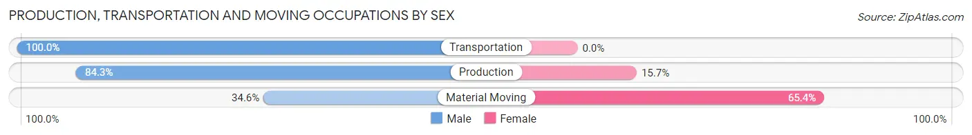 Production, Transportation and Moving Occupations by Sex in Zip Code 76691