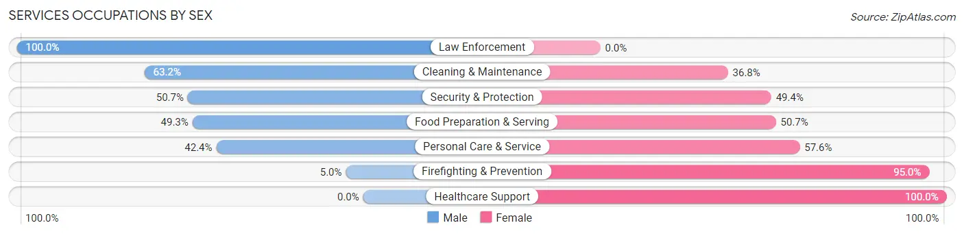 Services Occupations by Sex in Zip Code 76691