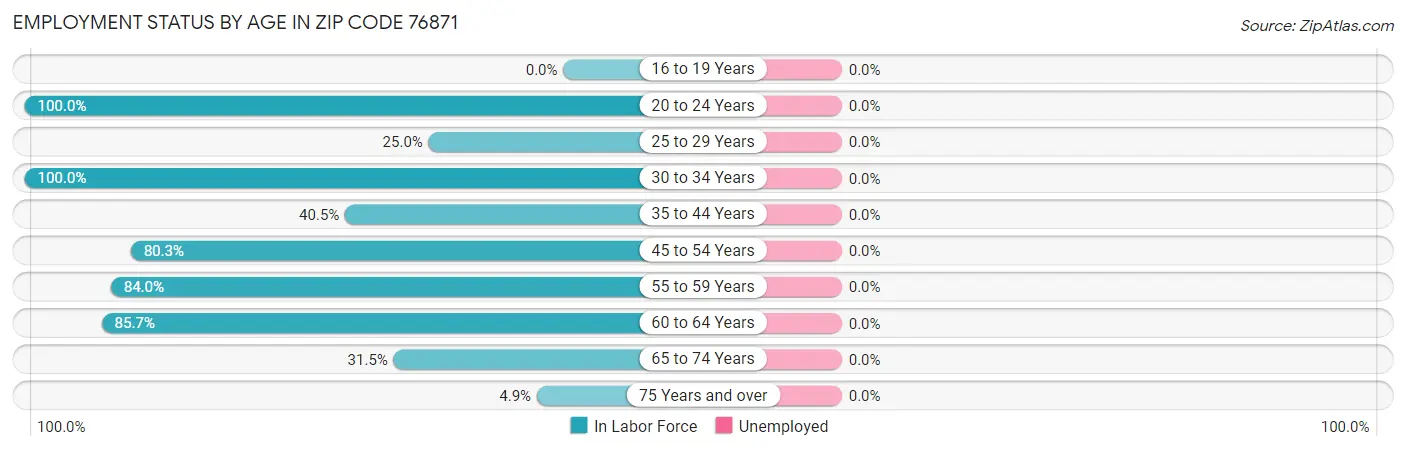 Employment Status by Age in Zip Code 76871