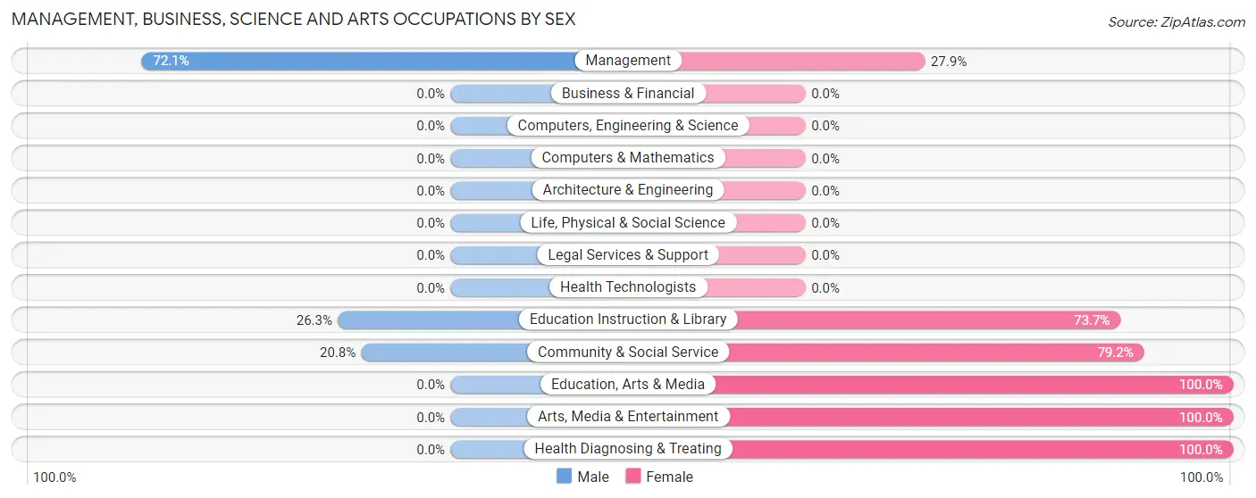 Management, Business, Science and Arts Occupations by Sex in Zip Code 76872