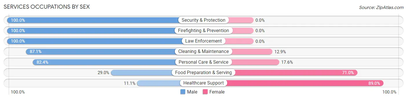 Services Occupations by Sex in Zip Code 76905