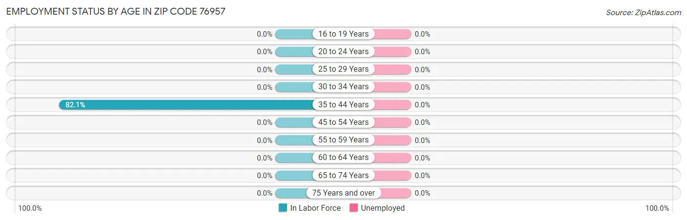 Employment Status by Age in Zip Code 76957