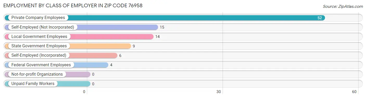 Employment by Class of Employer in Zip Code 76958