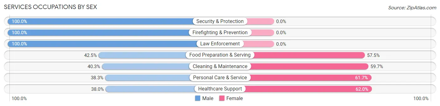 Services Occupations by Sex in Zip Code 77011