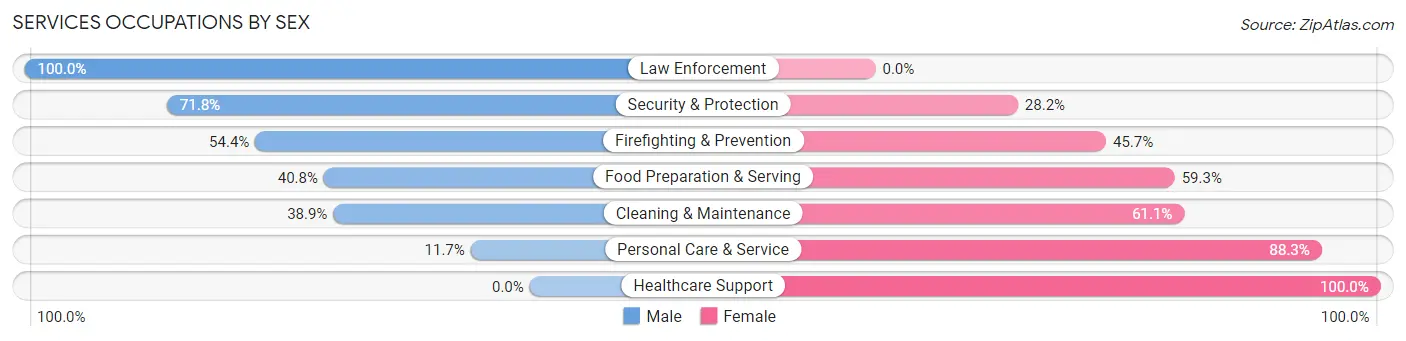 Services Occupations by Sex in Zip Code 77053