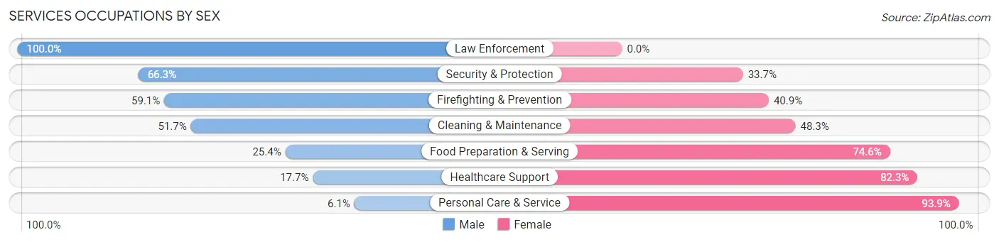 Services Occupations by Sex in Zip Code 77073