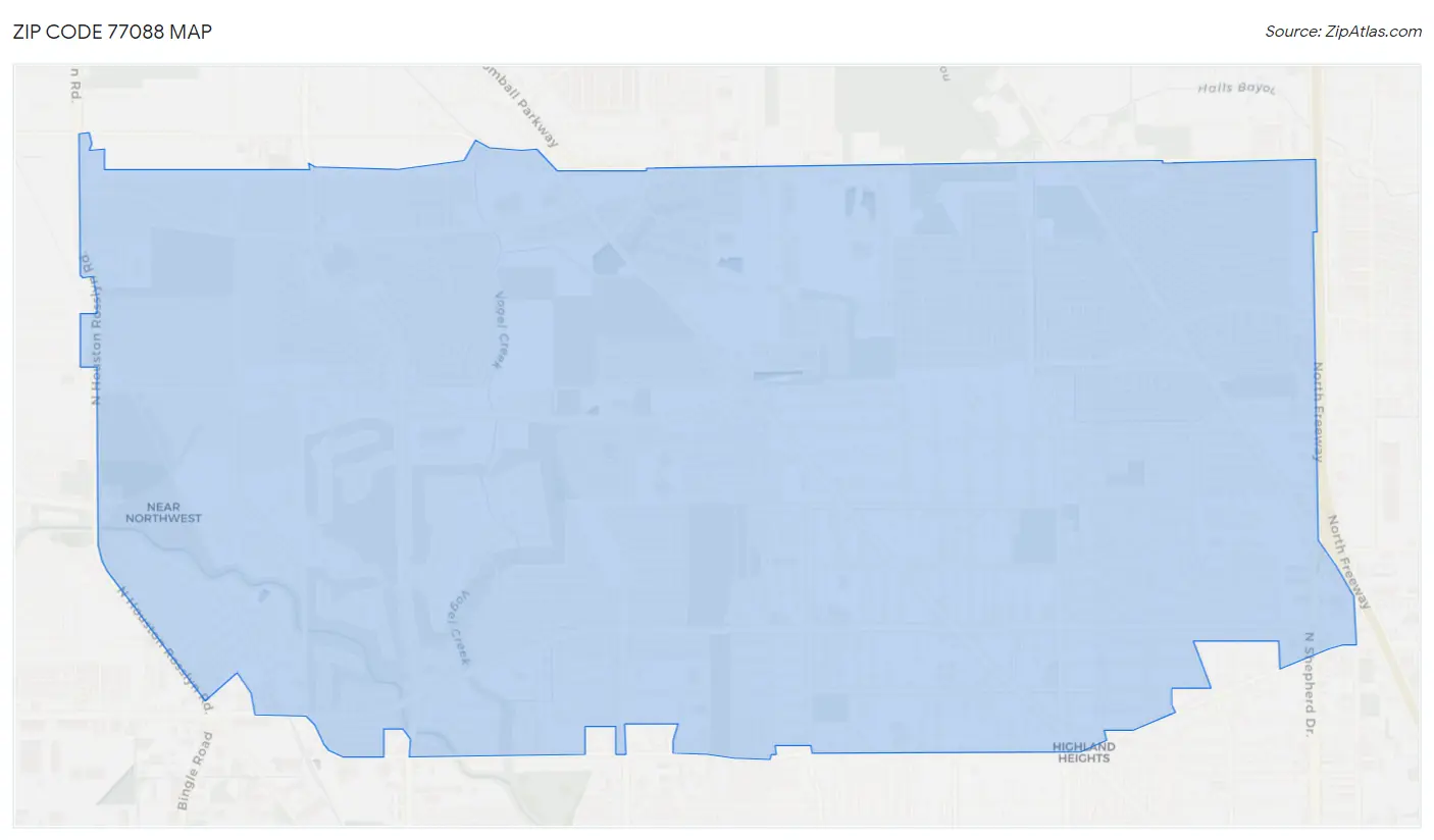 Zip Code 77088 Map