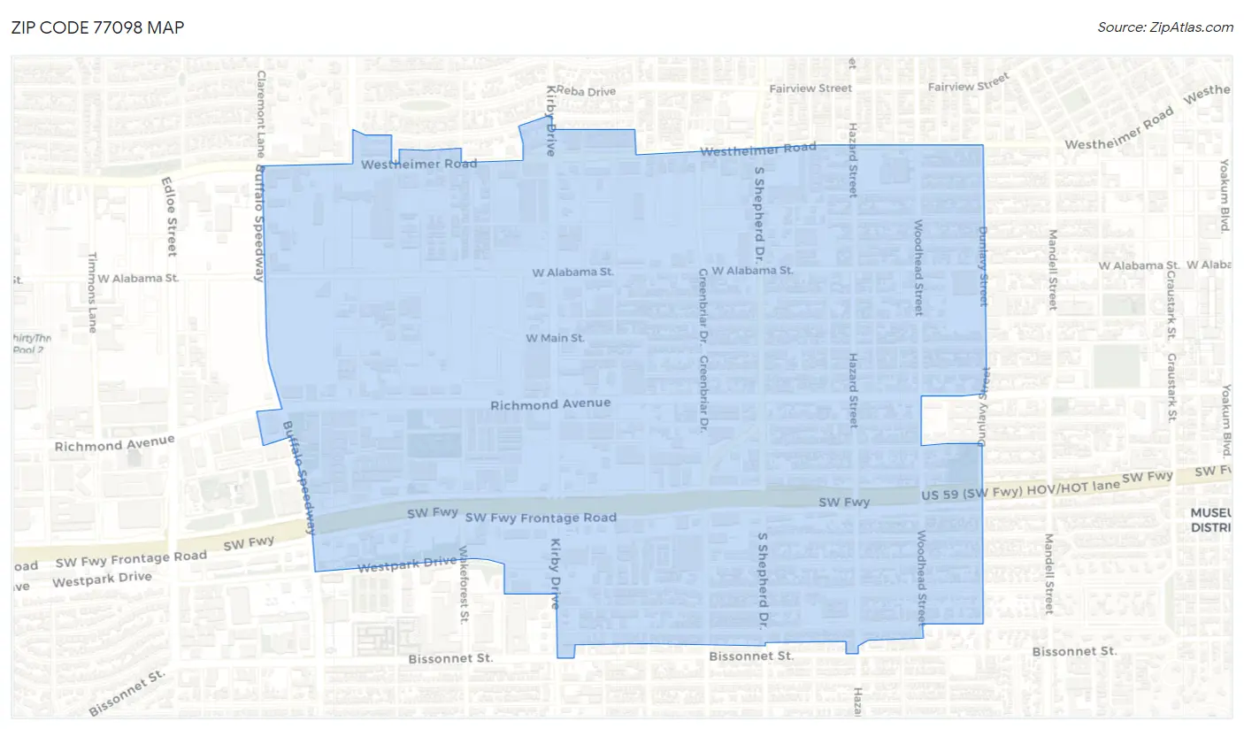 Zip Code 77098 Map