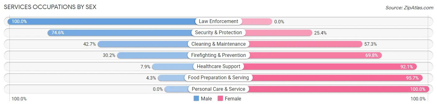 Services Occupations by Sex in Zip Code 77331