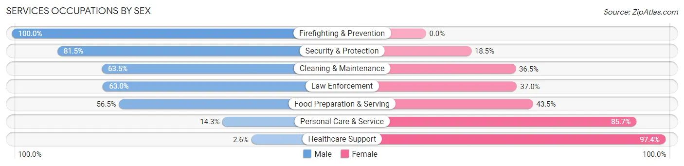 Services Occupations by Sex in Zip Code 77339
