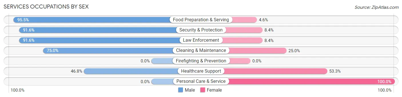 Services Occupations by Sex in Zip Code 77358