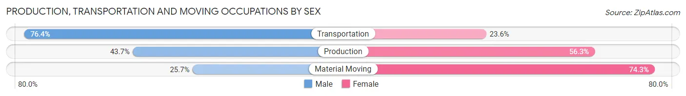 Production, Transportation and Moving Occupations by Sex in Zip Code 77384