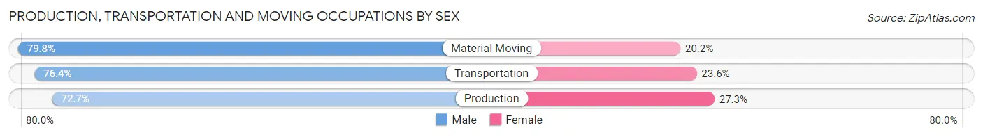 Production, Transportation and Moving Occupations by Sex in Zip Code 77386