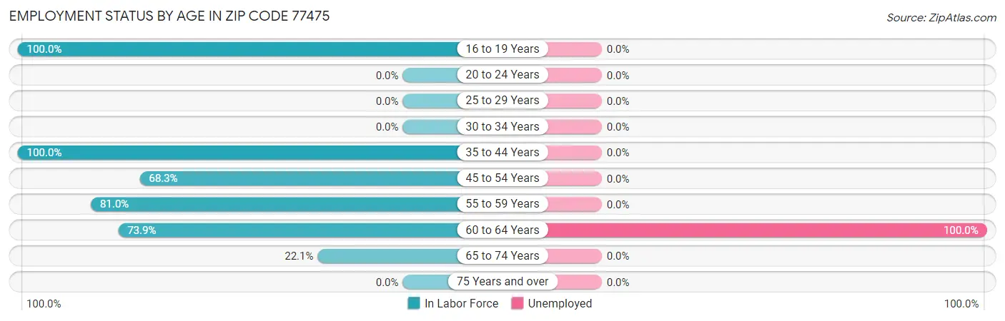 Employment Status by Age in Zip Code 77475