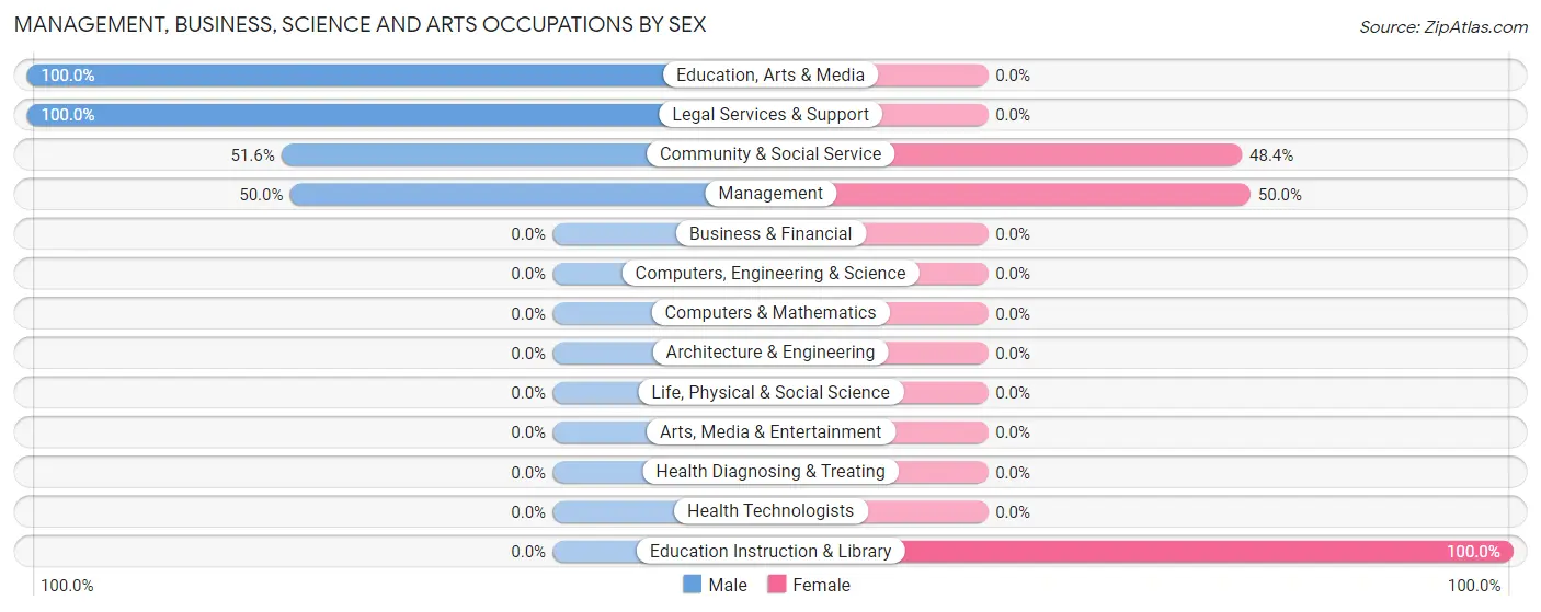 Management, Business, Science and Arts Occupations by Sex in Zip Code 77476