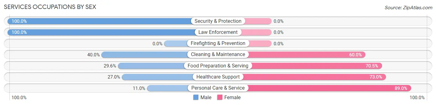Services Occupations by Sex in Zip Code 77517