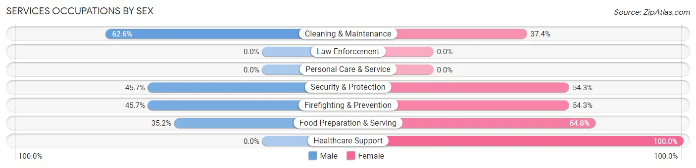 Services Occupations by Sex in Zip Code 77562