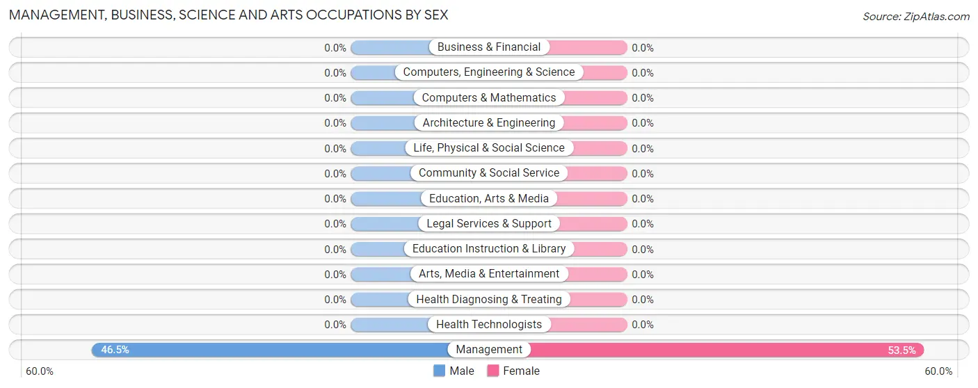 Management, Business, Science and Arts Occupations by Sex in Zip Code 77663