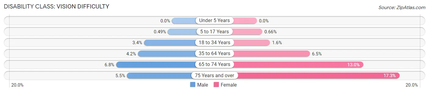 Disability in Zip Code 77705: <span>Vision Difficulty</span>