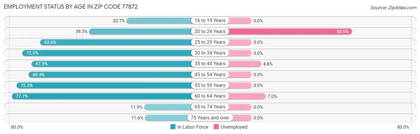 Employment Status by Age in Zip Code 77872