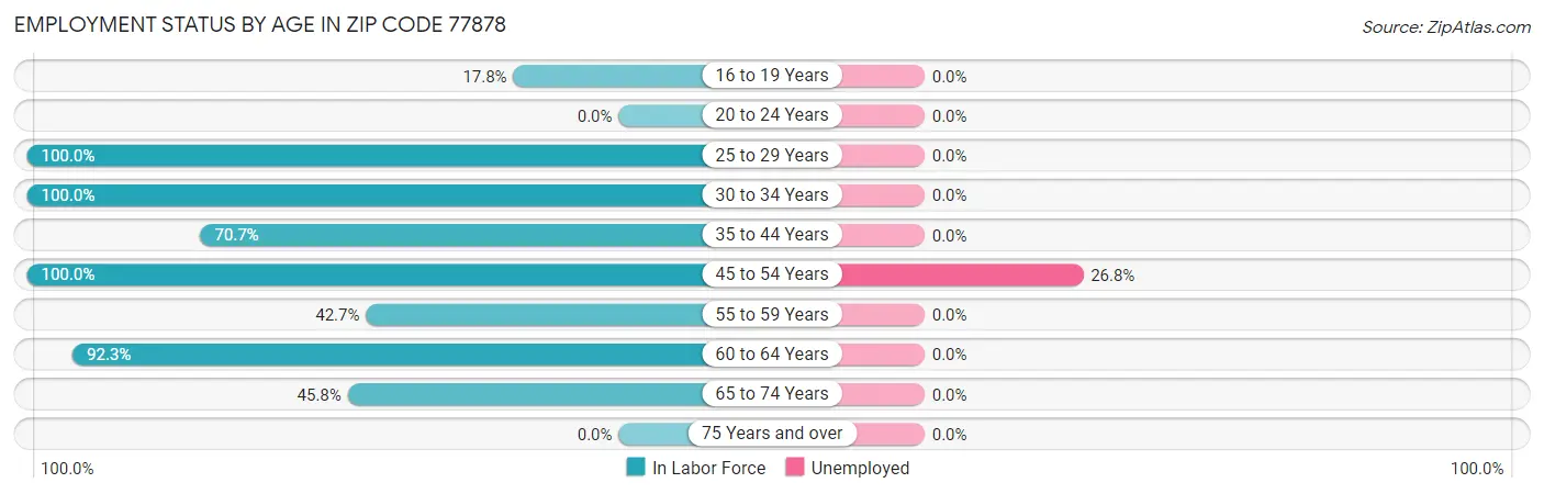 Employment Status by Age in Zip Code 77878