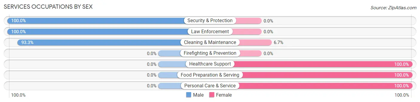 Services Occupations by Sex in Zip Code 77878