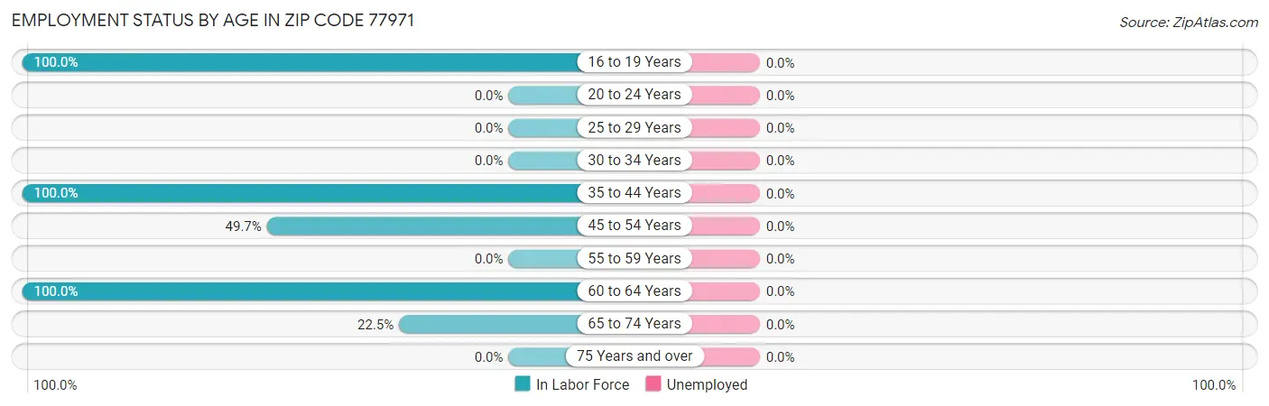 Employment Status by Age in Zip Code 77971