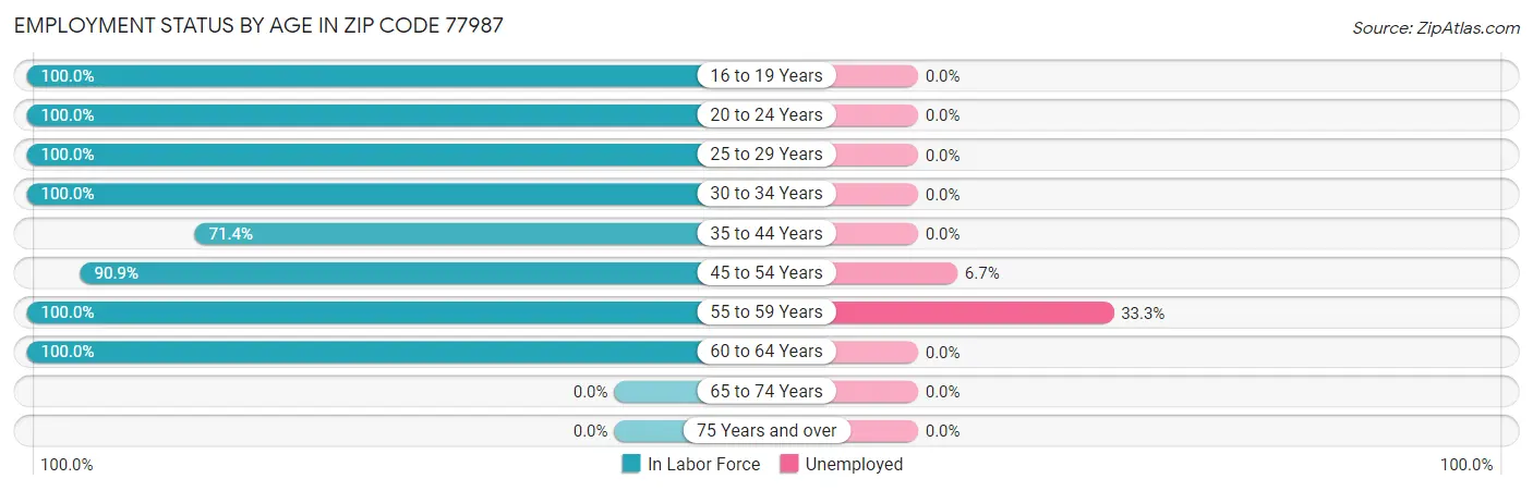 Employment Status by Age in Zip Code 77987