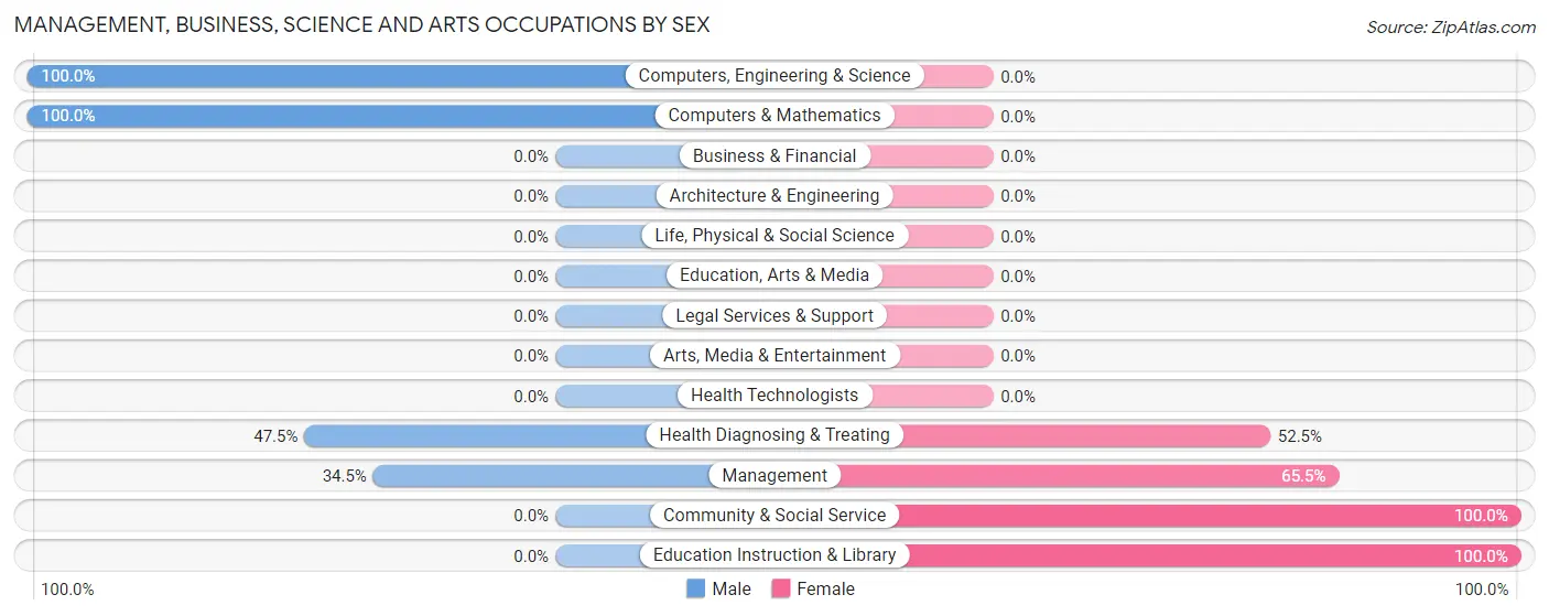 Management, Business, Science and Arts Occupations by Sex in Zip Code 78004