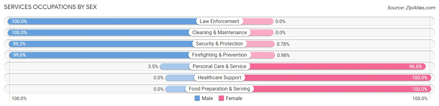 Services Occupations by Sex in Zip Code 78009