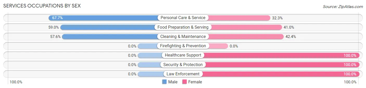 Services Occupations by Sex in Zip Code 78025