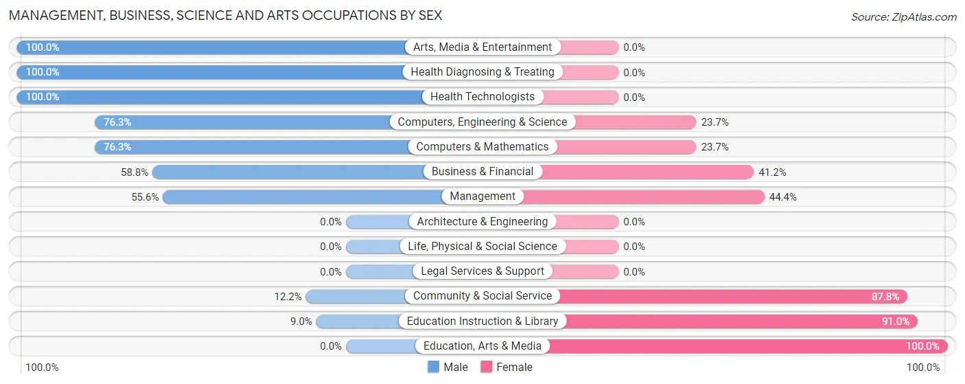 Management, Business, Science and Arts Occupations by Sex in Zip Code 78055