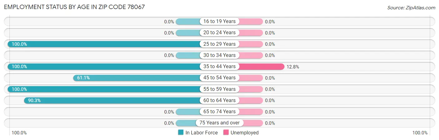 Employment Status by Age in Zip Code 78067