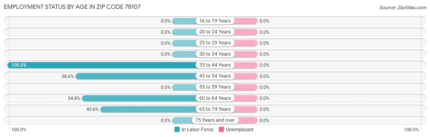 Employment Status by Age in Zip Code 78107